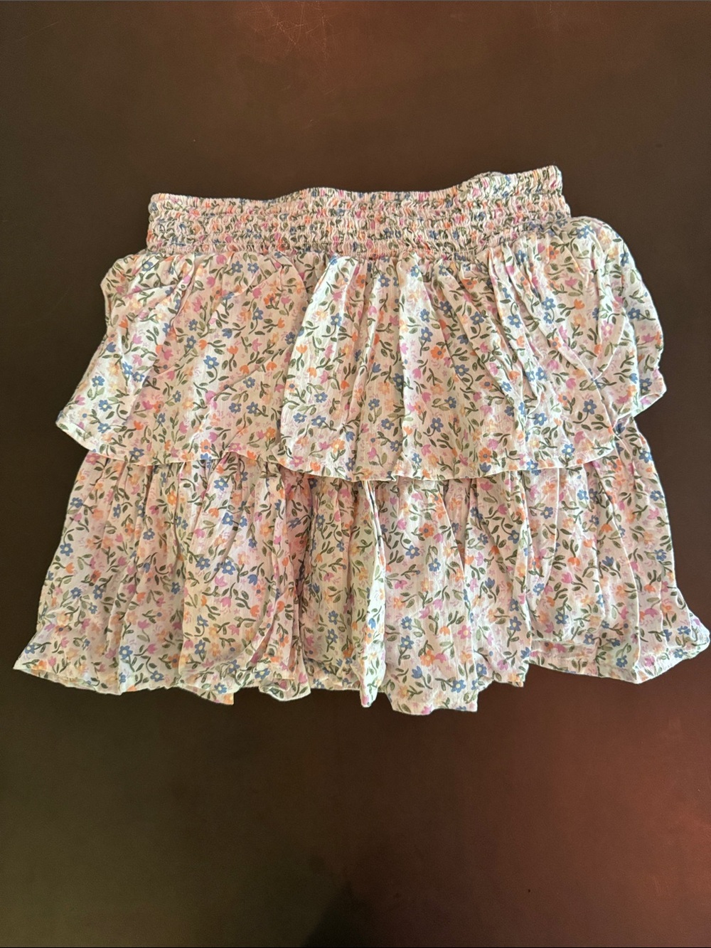 SO Pastel Pink Floral Tiered Skater Skirt